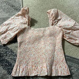 NWT Heartloom Allegra Smocked Floral Short Sleeve Top